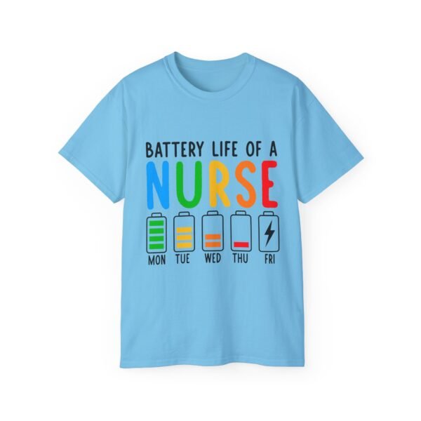 Battery Life of a Nurse Tee, Funny Nurse Gift, Healthcare Worker Shirt, Nursing Humor Apparel, Nurse Appreciation Day Tee - Image 34