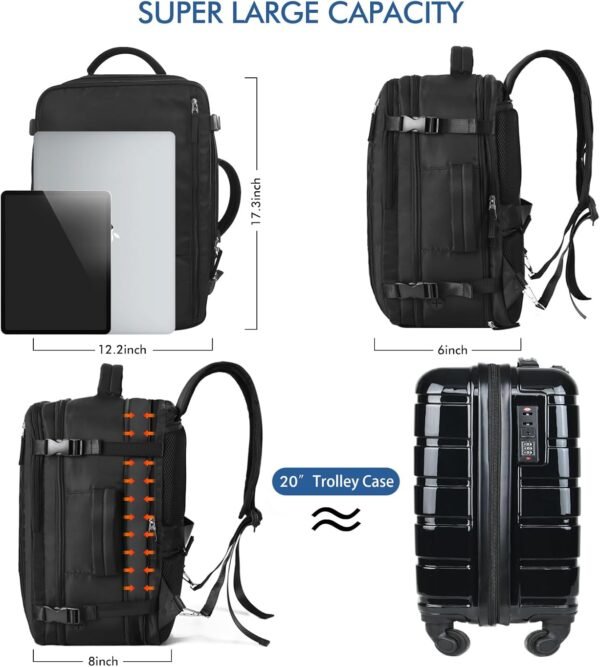 Beraliy Travel Backpack for Men Women, Large Carry... - Image 6