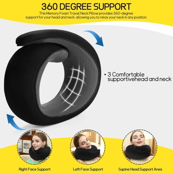 Ulaek®Travel Pillow, Pure Memory Foam Neck Pillow ... - Image 3