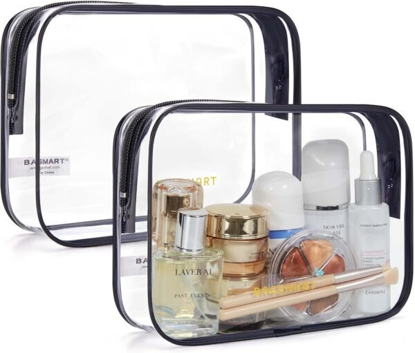 BAGSMART Clear Toiletry Bag, 2 Packs TSA Approved ... - Image 2
