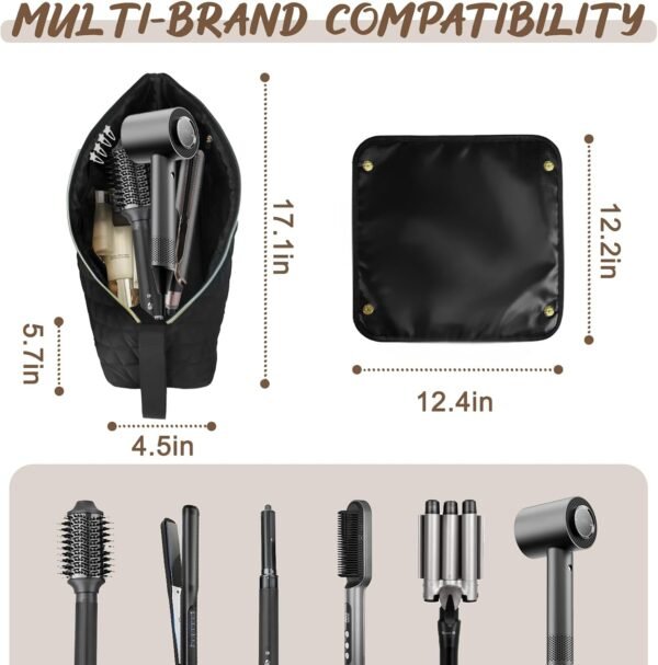 Hair Tools Travel Bag with Heat Resistant Mat, Hai... - Image 6
