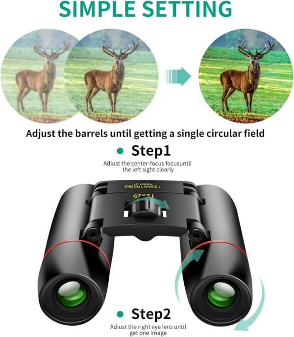 POLDR 12X25 Small Pocket Binoculars Compact Adults... - Image 5
