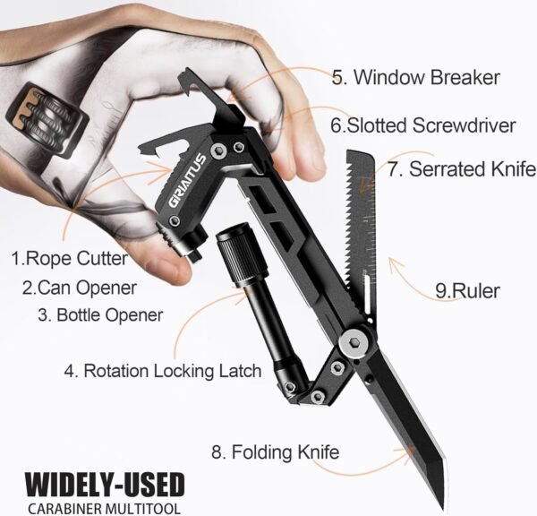 Carabiner Multitool 8-in-1 EDC Carabiners Pocket K... - Image 3