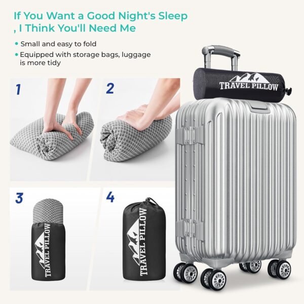 Travel Pillow Memory Foam Pillows, Camping Pillow-... - Image 5