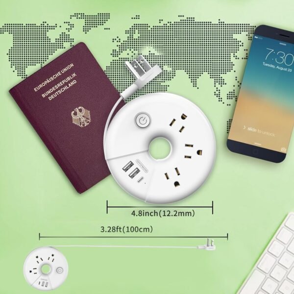 Travel Power Strip, NTONPOWER 3 Outlets 3 USB(1 US... - Image 3