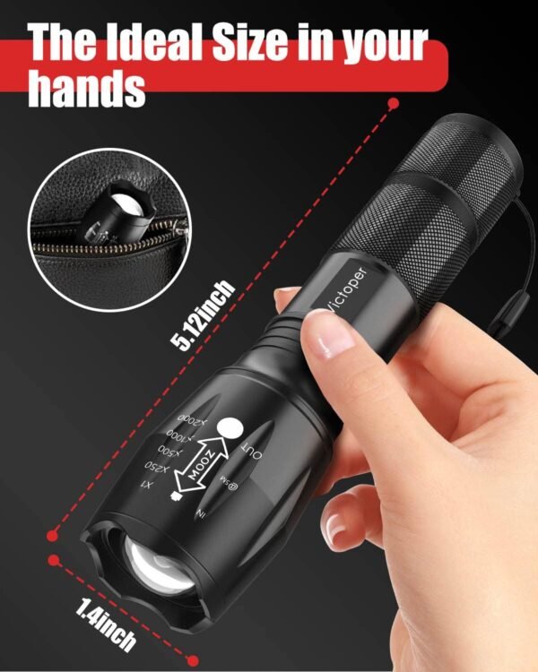 Victoper LED Flashlight 2 Pack, Bright Tactical To... - Image 7