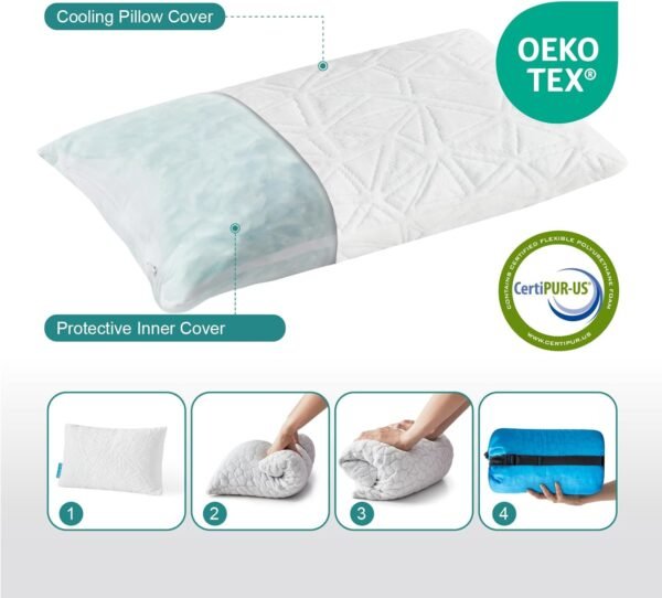 Small Cooling Shredded Gel Memory Foam Pillow，Adju... - Image 3