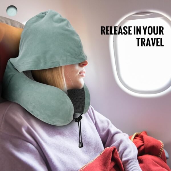 Travel Pillow, Neck Pillow for Travel with Hood fo... - Image 10