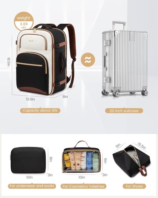 LOVEVOOK Travel Essentials Carry on Backpack 40L T... - Image 6