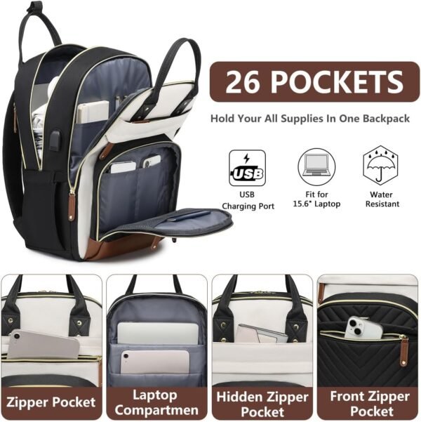 Laptop Backpack for Women Bag - 15.6 inch Work Tra... - Image 3