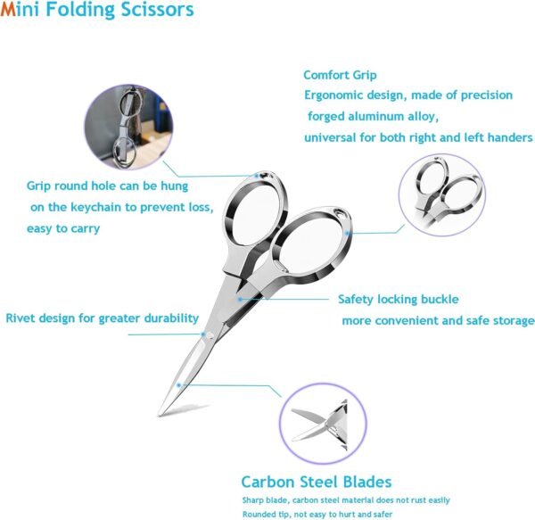 Folding Mini Scissors, Stainless Steel Retractable... - Image 4