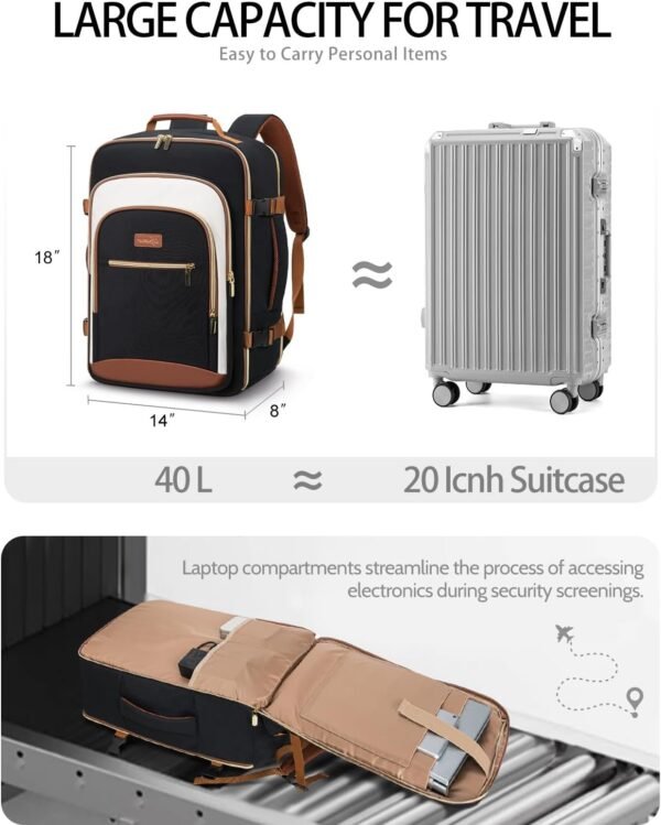 40L Travel Backpack for Women, Carry On Bag Flight... - Image 8