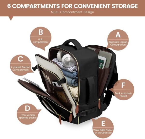 LOVEVOOK Travel Backpack for Women, 40L Carry On B... - Image 6