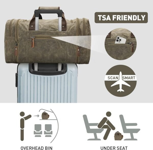 Wildroad Waxed Canvas Duffle Bag - 50L Waterproof ... - Image 7