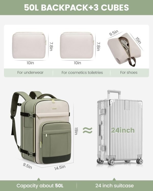 LOVEVOOK 40L Travel Backpack for Women & Men - 17.... - Image 4