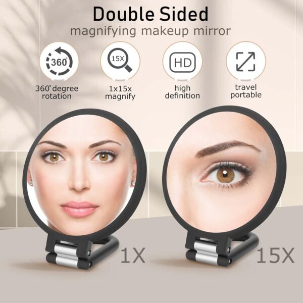 Magnifying Handheld Mirror Double Sided, 1X 15X Ma... - Image 3