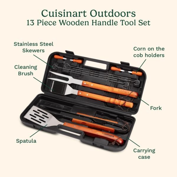 Cuisinart 13-Piece Wooden Grill Tool Set, BBQ Acce... - Image 3