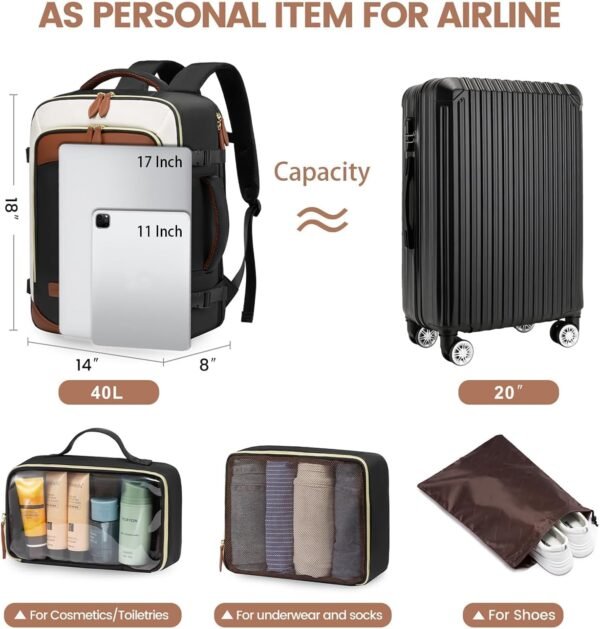 LOVEVOOK Travel Backpack for Women, 40L Carry On B... - Image 4