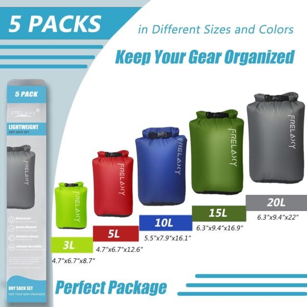 Frelaxy Dry Bag 3-Pack/5-Pack, Ultralight Dry Sack... - Image 3