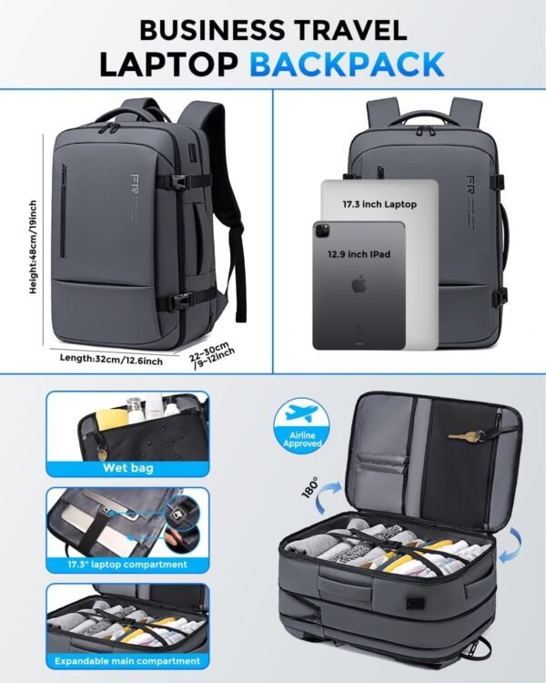 17.3 Inch Travel Laptop Backpack for Men, Water Re... - Image 3
