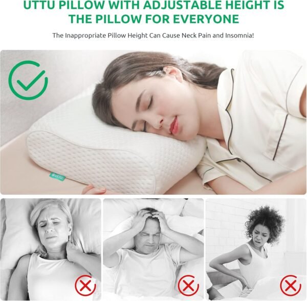 UTTU Cervical Pillow for Neck Strain Relief, Memor... - Image 3
