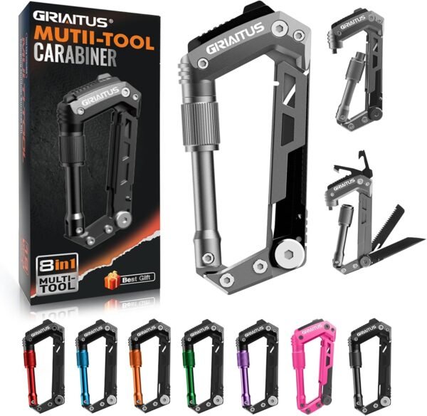 Carabiner Multitool with Pocket Knives, 8-in-1 EDC... - Image 2