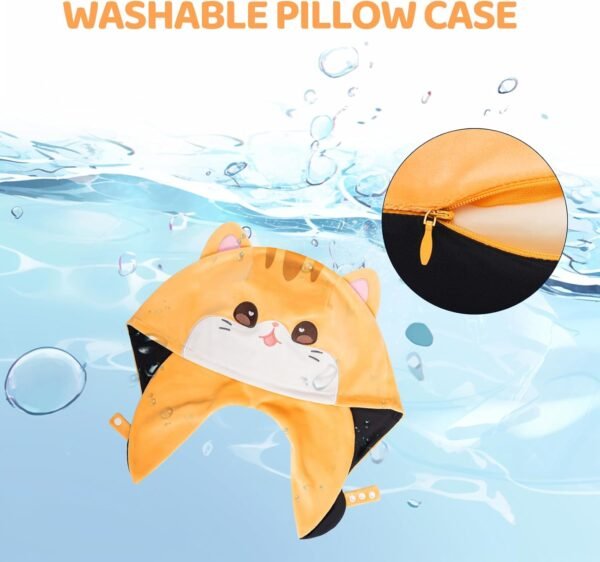 Travel Neck Pillow with Hood, Double Sides Cat Nec... - Image 10