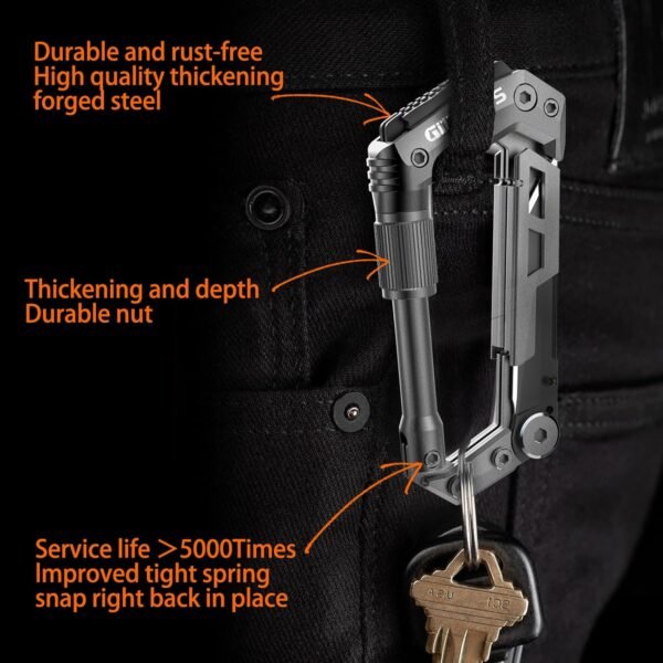 Carabiner Multitool with Pocket Knives, 8-in-1 EDC... - Image 5