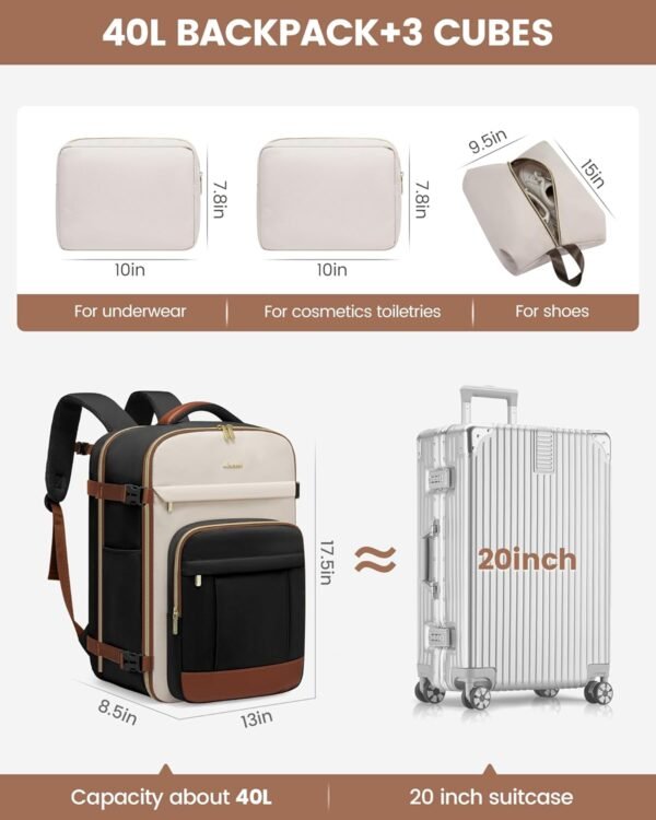 LOVEVOOK 40L Travel Backpack for Women & Men - 17.... - Image 4