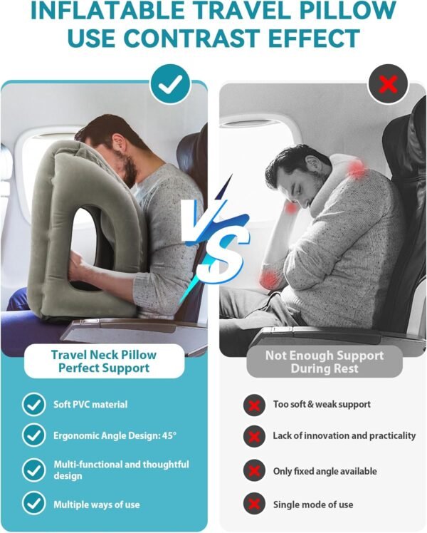 JefDiee Inflatable Travel Pillow, Airplane Neck Pi... - Image 6