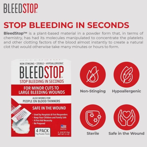 BleedStop First Aid Powder for Blood Clotting, Tr... - Image 6
