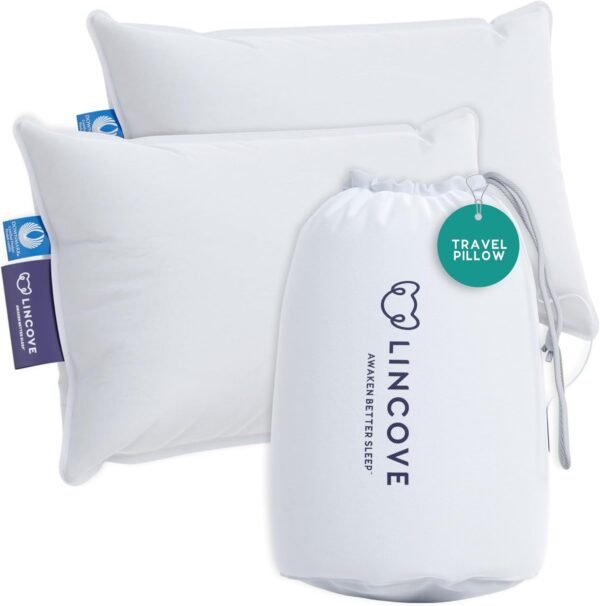 Lincove Canadian Down Feather Travel Pillow Pack o... - Image 6