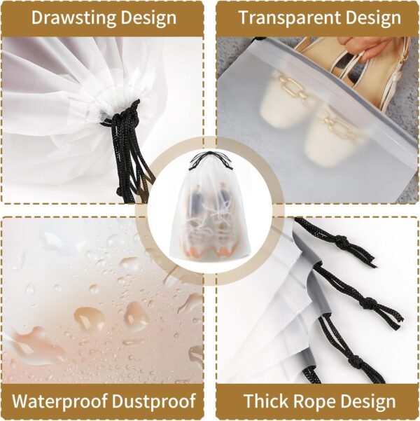 20 Pack Shoe Bags for Travel, 15.7" x 11.8" Clear ... - Image 6