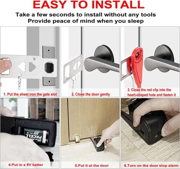 Portable Door Lock & Door Stop Alarm,Dual Protecti... - Image 4