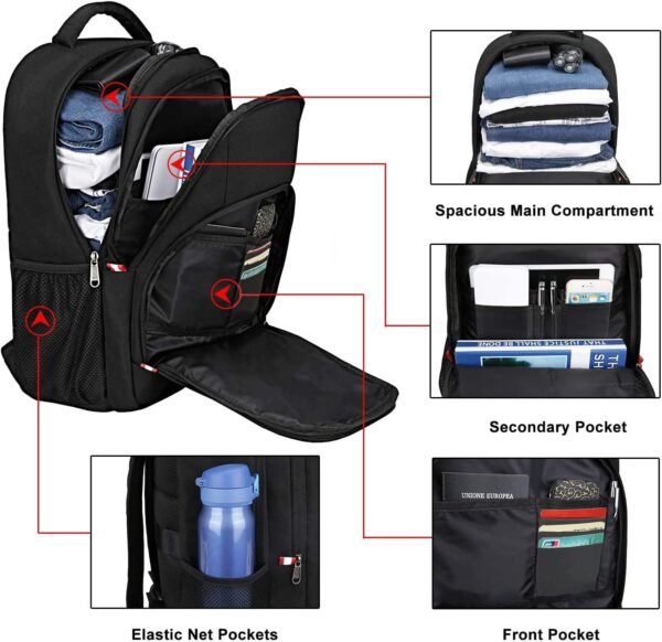 Della Gao Travel Laptop Backpack, Black Backpack f... - Image 5
