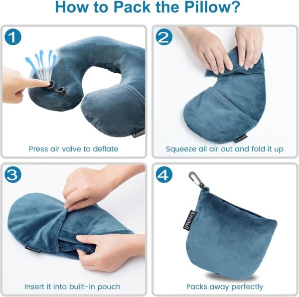 Inflatable Travel Neck Pillow for Airplane Train C... - Image 7