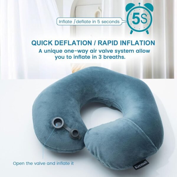 Inflatable Travel Neck Pillow for Airplane Train C... - Image 3