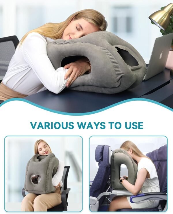 JefDiee Inflatable Travel Pillow, Airplane Neck Pi... - Image 5