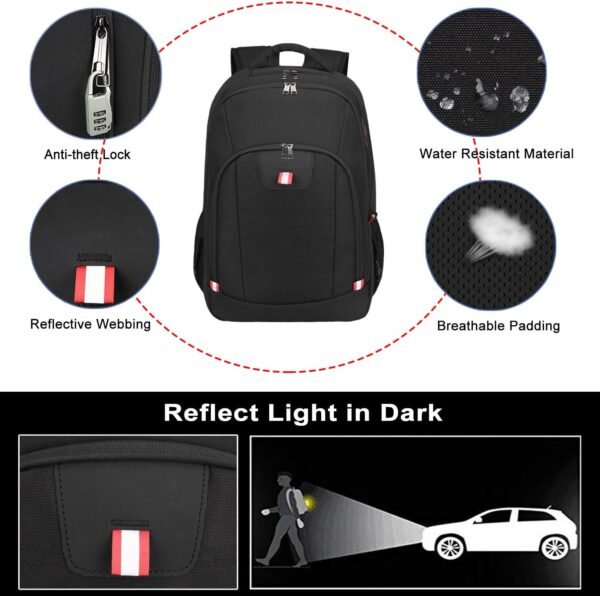 Della Gao Travel Laptop Backpack, Black Backpack f... - Image 6