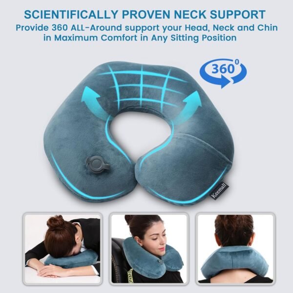 Inflatable Travel Neck Pillow for Airplane Train C... - Image 5