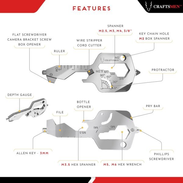 CRAFTSMEN MULTI TOOL KEY 20 IN 1 | Key Chain Utili... - Image 5