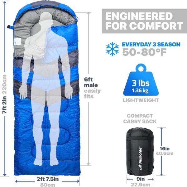 MalloMe Sleeping Bags for Adults Cold Weather & Wa... - Image 3