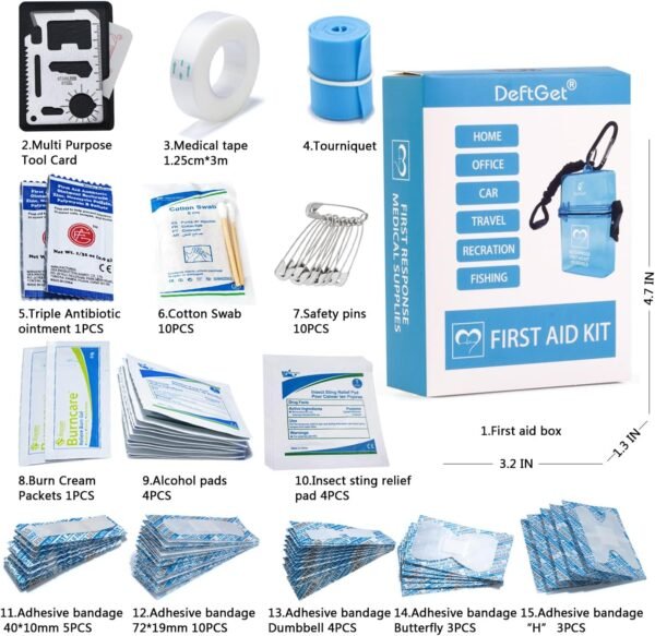 DEFTGET Waterproof First Aid Kit Travel Essentials... - Image 3