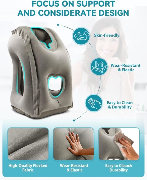 JefDiee Inflatable Travel Pillow, Airplane Neck Pi... - Image 4