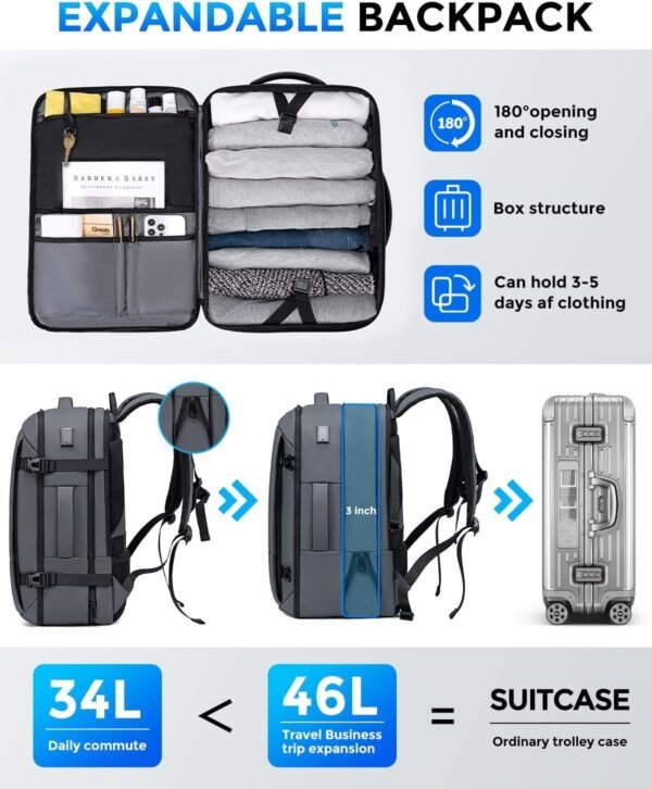 17.3 Inch Travel Laptop Backpack for Men, Water Re... - Image 4