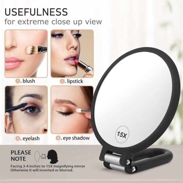 Magnifying Handheld Mirror Double Sided, 1X 15X Ma... - Image 4