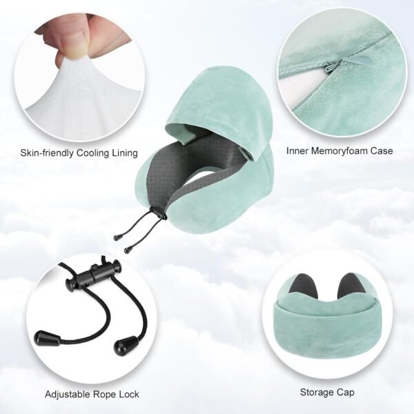 Travel Pillow, Neck Pillow for Travel with Hood fo... - Image 9