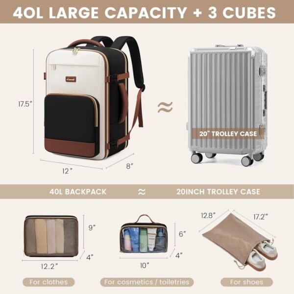 LOVEVOOK Travel Backpack for Women,40L Carry On Ba... - Image 5