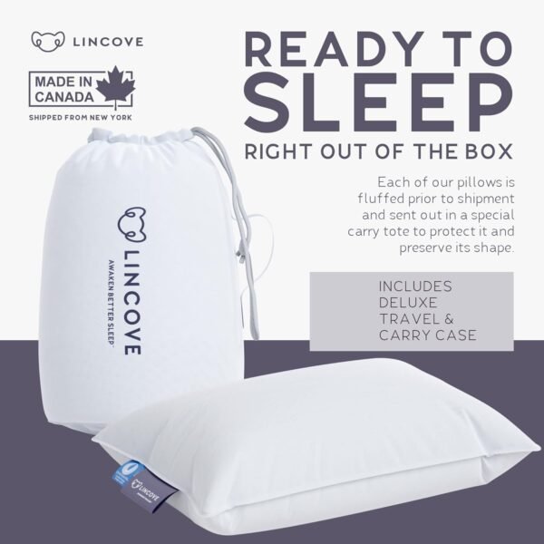 Lincove Canadian Down Feather Travel Pillow Pack o... - Image 4