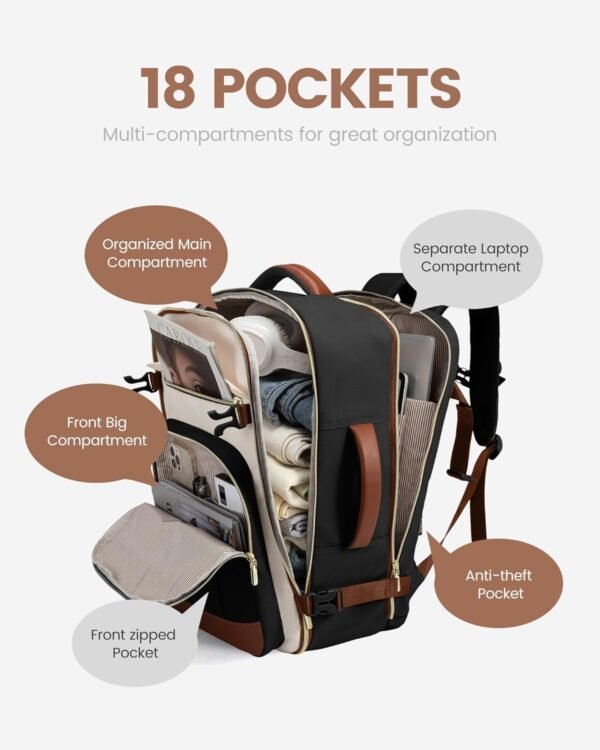 LOVEVOOK 40L Travel Backpack for Women & Men - 17.... - Image 6
